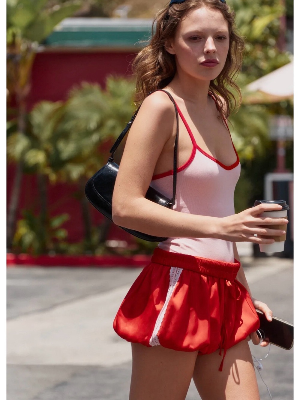 Zara Red Bubble Shorts with White Trim